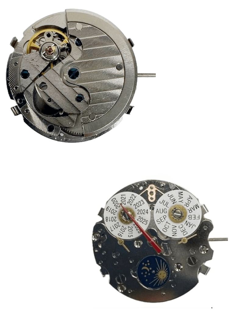 Chinese Watch Movement Automatic Mechanical TY2872 3Hands, 3 EYES, Sun & Moon Overall Height 8.7mm - Universal Jewelers & Watch Tools Inc.