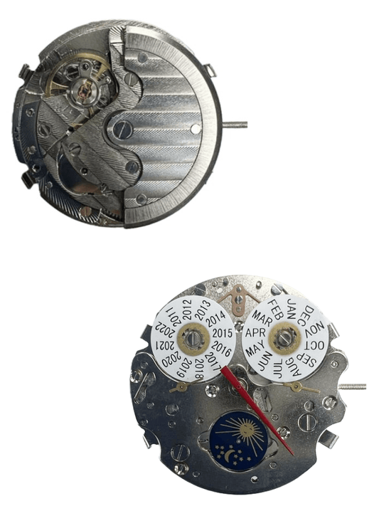 Chinese Watch Movement Automatic Mechanical TY2872S 3Eyes, Year/Month, Sun & Moon Overall Height 8.5mm - Universal Jewelers & Watch Tools Inc.