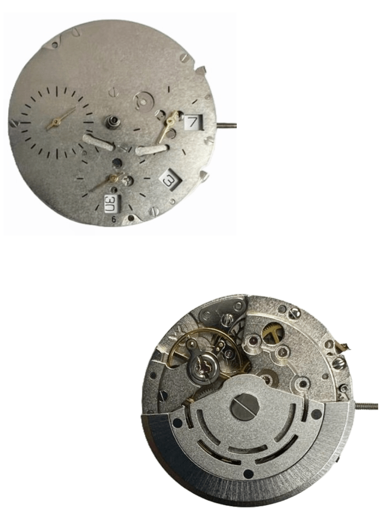 Chinese Automatic Watch Movement DG3836 - 4.5D 3Hands, 3Eyes, Date at 4:30, Dual time Overall Height 8.0mm - Universal Jewelers & Watch Tools Inc.