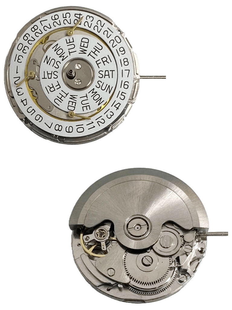 Chinese Automatic Watch Movement 2350, 3 HANDS, 3Eyes & DAY/DT Overall Height 8.3mm - Universal Jewelers & Watch Tools Inc.