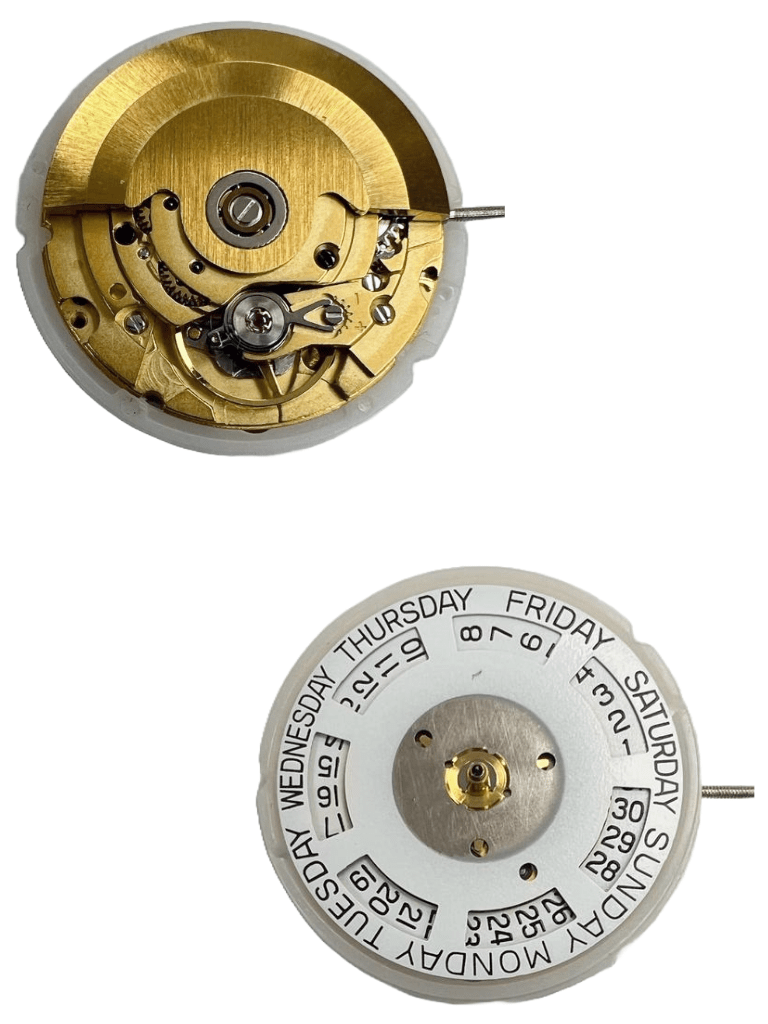 Automatic Watch Movement 6330, 3 HANDS, DAY at 12:00 & Date at 3:00 Overall Height 7.0mm - Universal Jewelers & Watch Tools Inc.