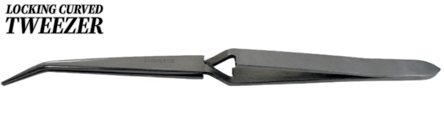 Cross Locking Curved Tweezers with Serrated Tips 6 1/2 Inches - Universal Jewelers & Watch Tools Inc.