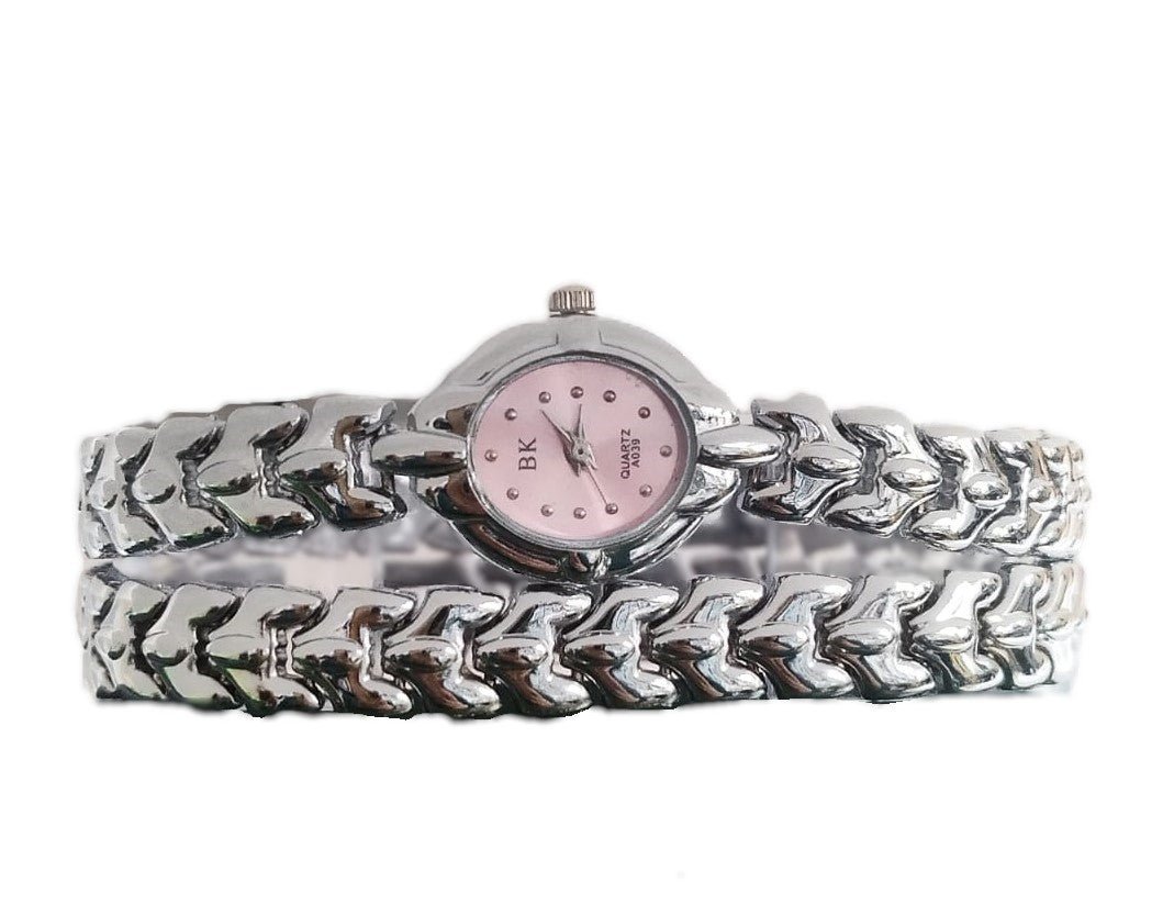 LADIES FASHION WATCH WITH BRACELET COMBO/ PINK DIAL - Universal Jewelers & Watch Tools Inc.