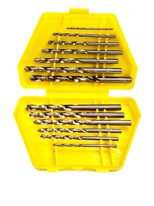 13 - Piece HSS Drill Bit Set – 1/16" to 1/4" (1.5mm to 6.5mm) - Yellow Case - Universal Jewelers & Watch Tools Inc.