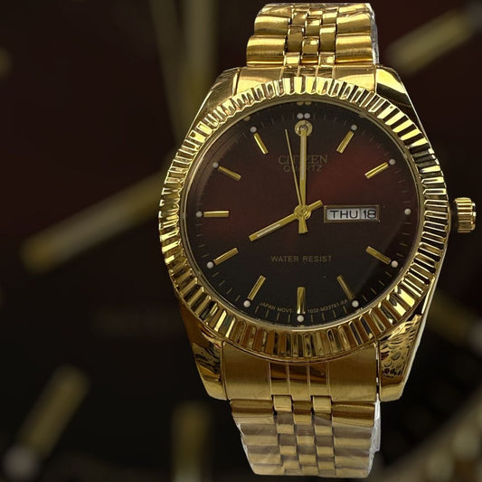 VGC Citizen 6100 R00391 RC 40mm Day Date Jubilee All Gold Full With Maroon Dial - Universal Jewelers & Watch Tools Inc.