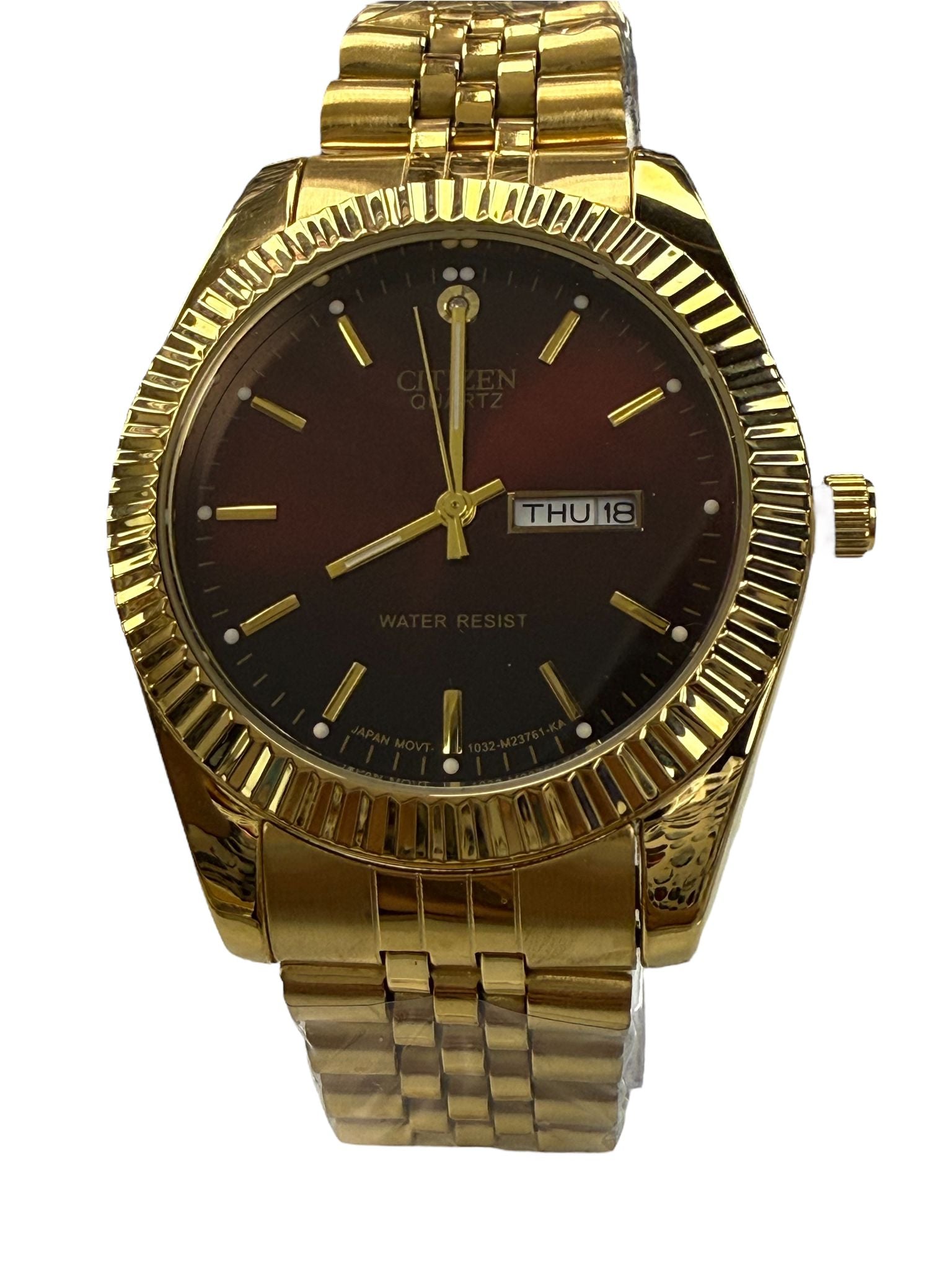 VGC Citizen 6100 R00391 RC 40mm Day Date Jubilee All Gold Full With Maroon Dial - Universal Jewelers & Watch Tools Inc.