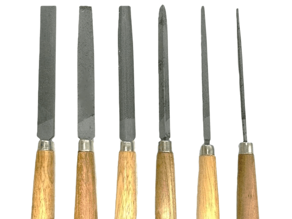 6pc Precision File Set with Wooden Handles – Watchmaking Jewelry Metal Craft - Universal Jewelers & Watch Tools Inc.