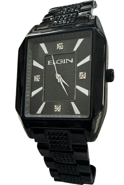 Elgin FG160044ST Men's Gunmetal Analog Watch & Bracelet Gift Set – Pave Style - Universal Jewelers & Watch Tools Inc.