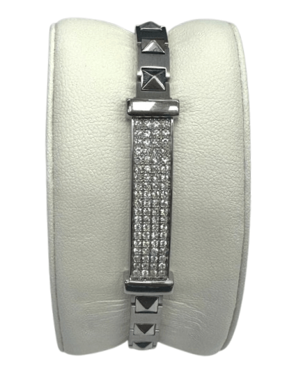Elegant Silver - Tone Crystal Pave Bracelet with Buckle Clasp – 93.6mm Diameter - Universal Jewelers & Watch Tools Inc.