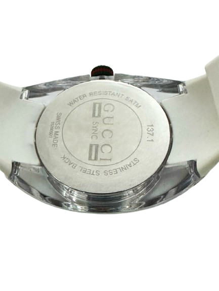 GUCCI SYNC YA137102 Men's White Dial Watch – Swiss Quartz with Original Box & Booklet