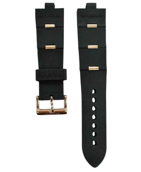 Flexible 24mm Rubber Watch Strap – Rose Gold Pin Replacement Band for BVLGARI Diagono | Dual - Pin Curved Connector Design - Universal Jewelers & Watch Tools Inc.