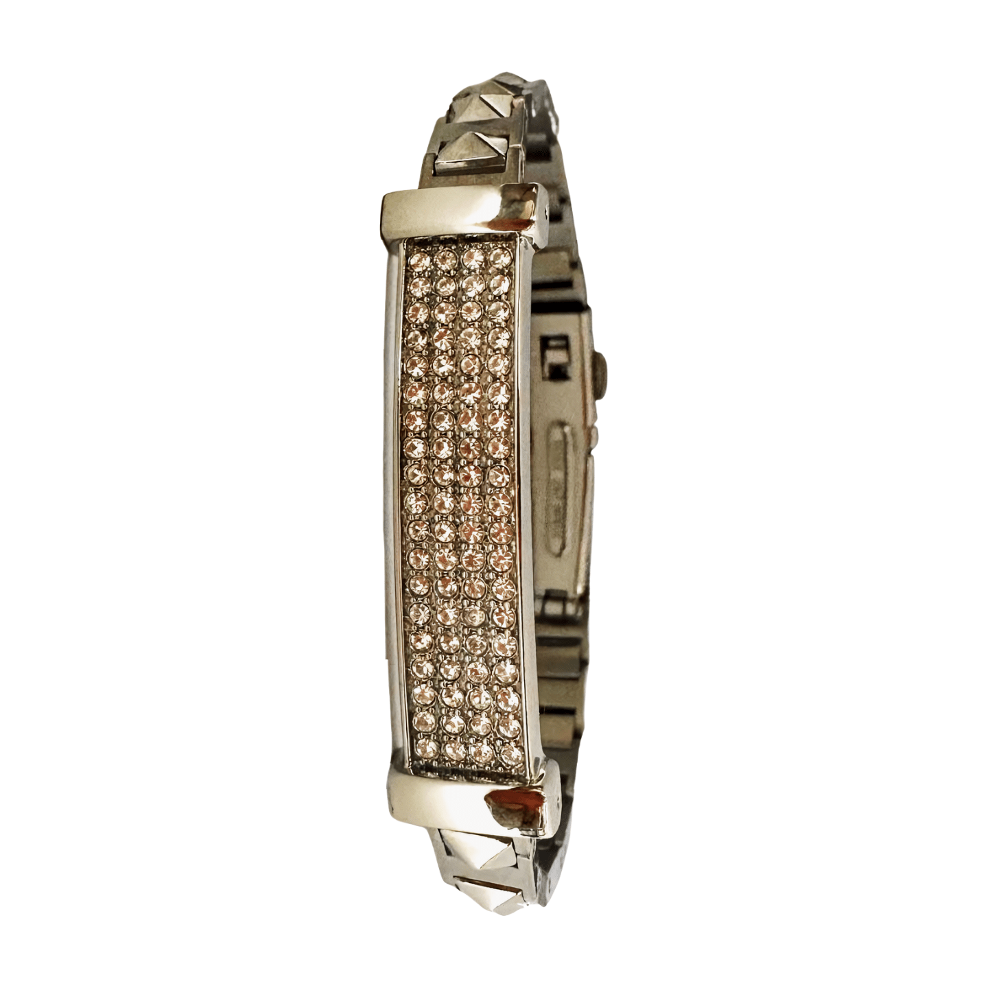 Elegant Silver - Tone Crystal Pave Bracelet with Buckle Clasp – 93.6mm Diameter - Universal Jewelers & Watch Tools Inc.