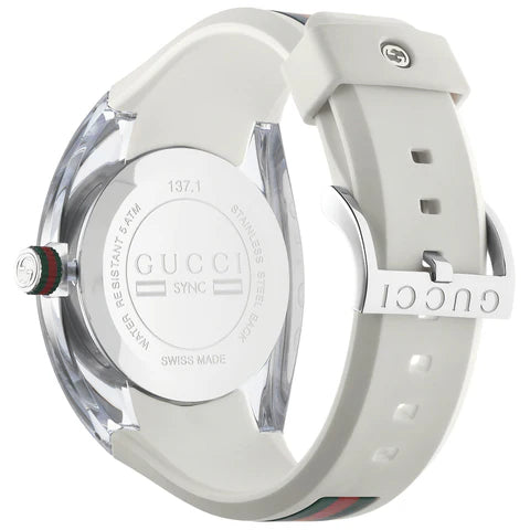 GUCCI SYNC YA137102 Men's White Dial Watch – Swiss Quartz with Original Box & Booklet