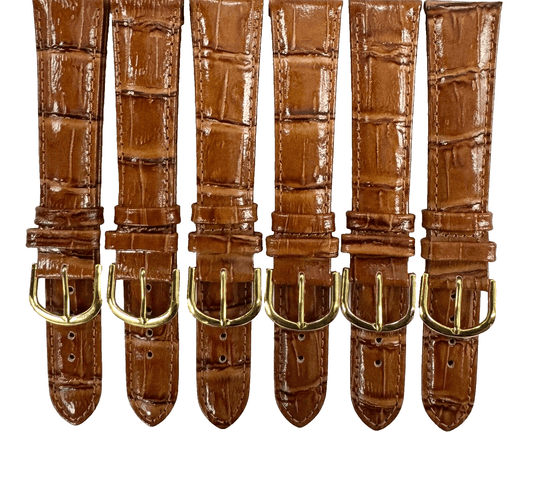 Watch Band Genuine Leather Alligator Grain Brown Padded,Stitched 20mm (lot of 6) - Universal Jewelers & Watch Tools Inc.