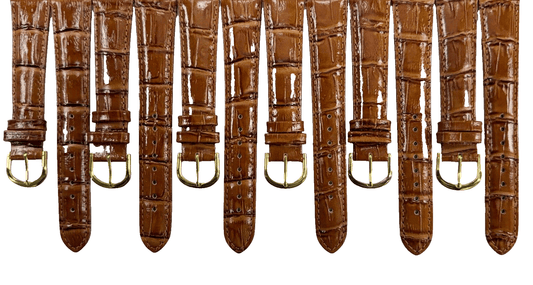 Watch Band Genuine Leather Alligator Grain Brown Padded,Stitched 20mm (lot of 6) - Universal Jewelers & Watch Tools Inc.