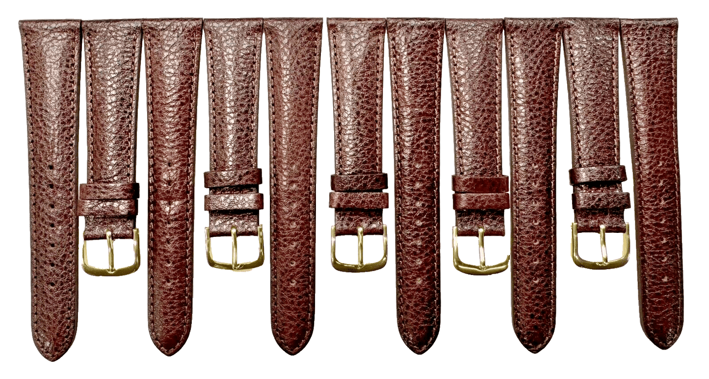 New lot of 6 Watch Bands Brown 20x16MM Genuine Leather - Universal Jewelers & Watch Tools Inc.