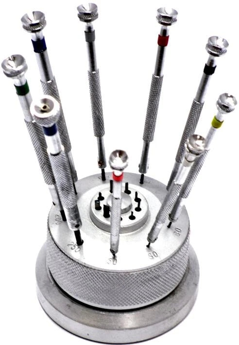 9pcs Watch Repair Tool Top Grade Stainless Screwdrivers w/Rotatable Stand
