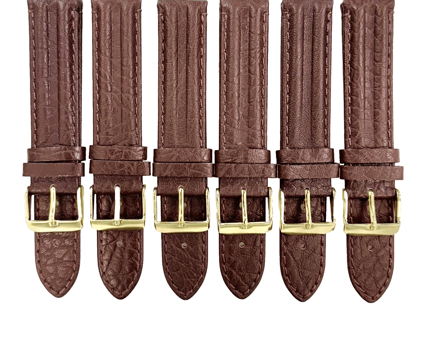 Lot of 6 Watch Bands D.Brown Genuine Leather,Padded Stitched 18x18mm - Universal Jewelers & Watch Tools Inc.