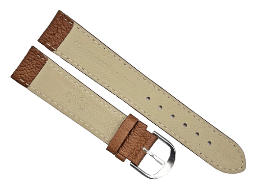 Watch Bands Brown(TAN) Genuine Leather Grain Flat Stitched 18mm - Universal Jewelers & Watch Tools Inc.