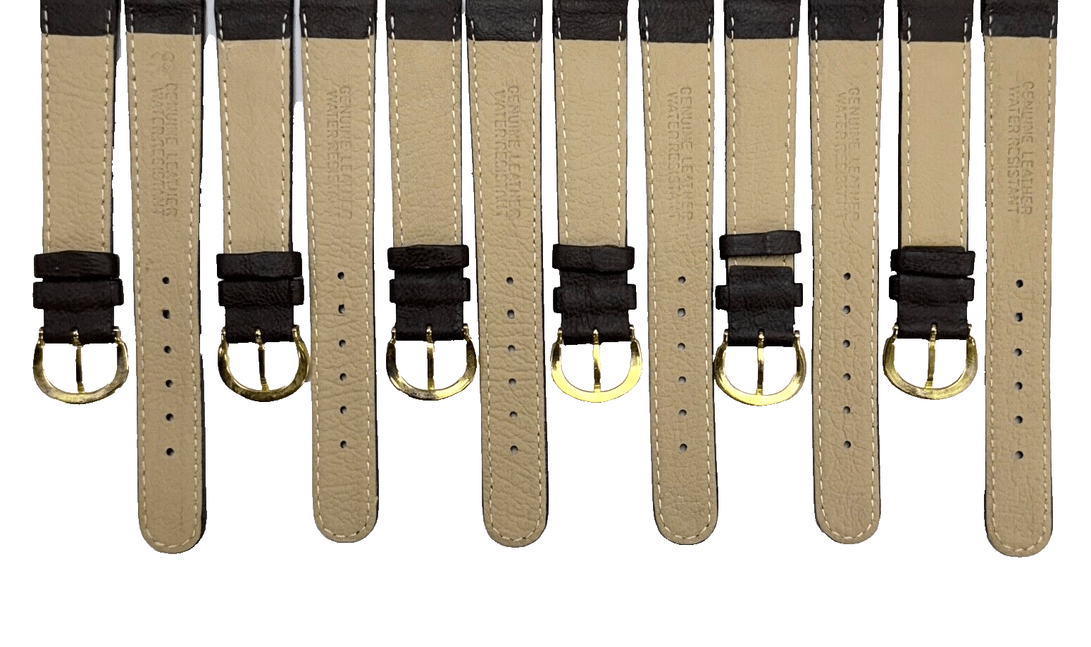 16MM D.Brown Genuine Leather Grain Watch Band, Stitches (lot of 6 bands) - Universal Jewelers & Watch Tools Inc.