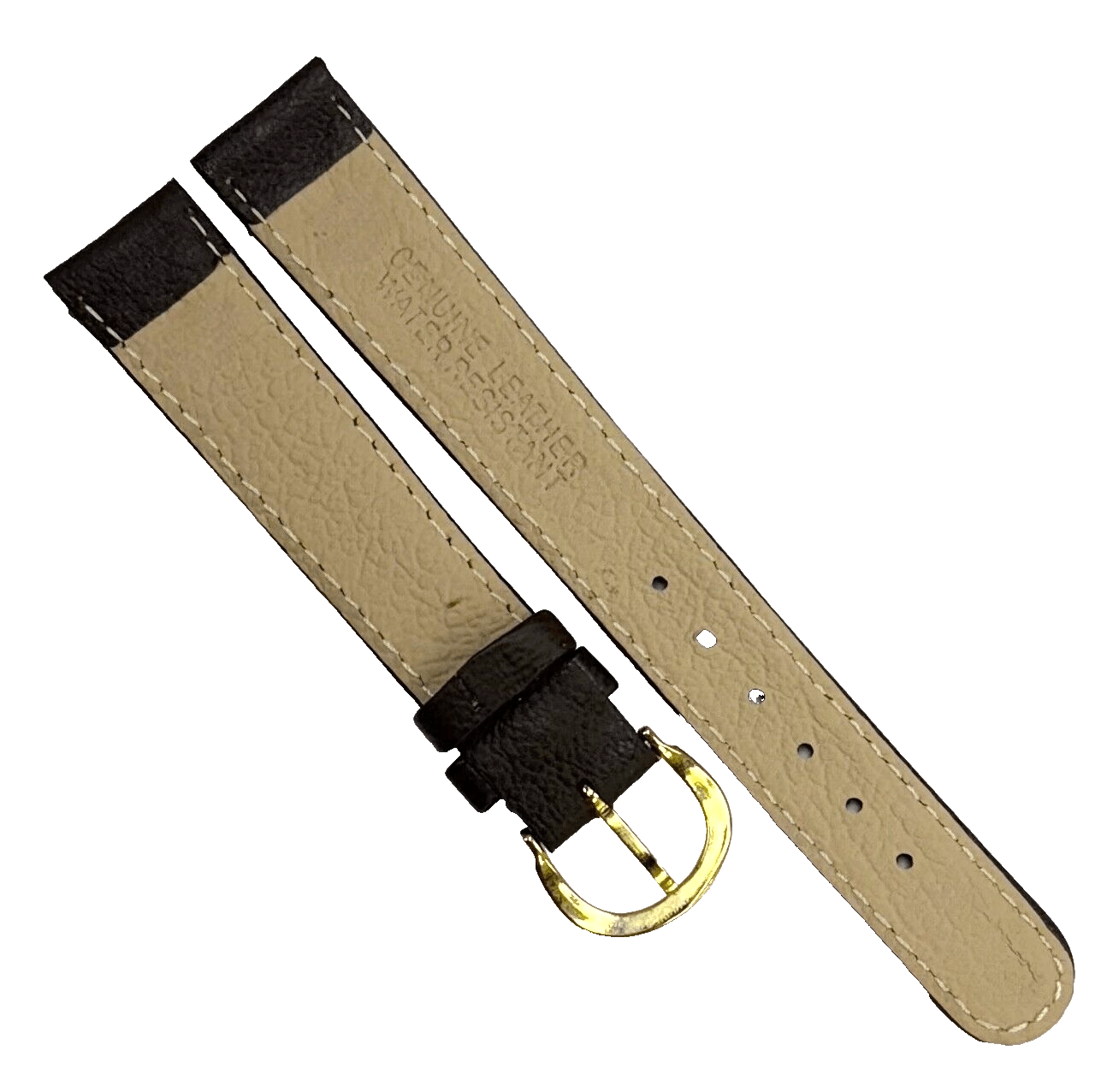 16MM D.Brown Genuine Leather Grain Watch Band, Stitches - Universal Jewelers & Watch Tools Inc.