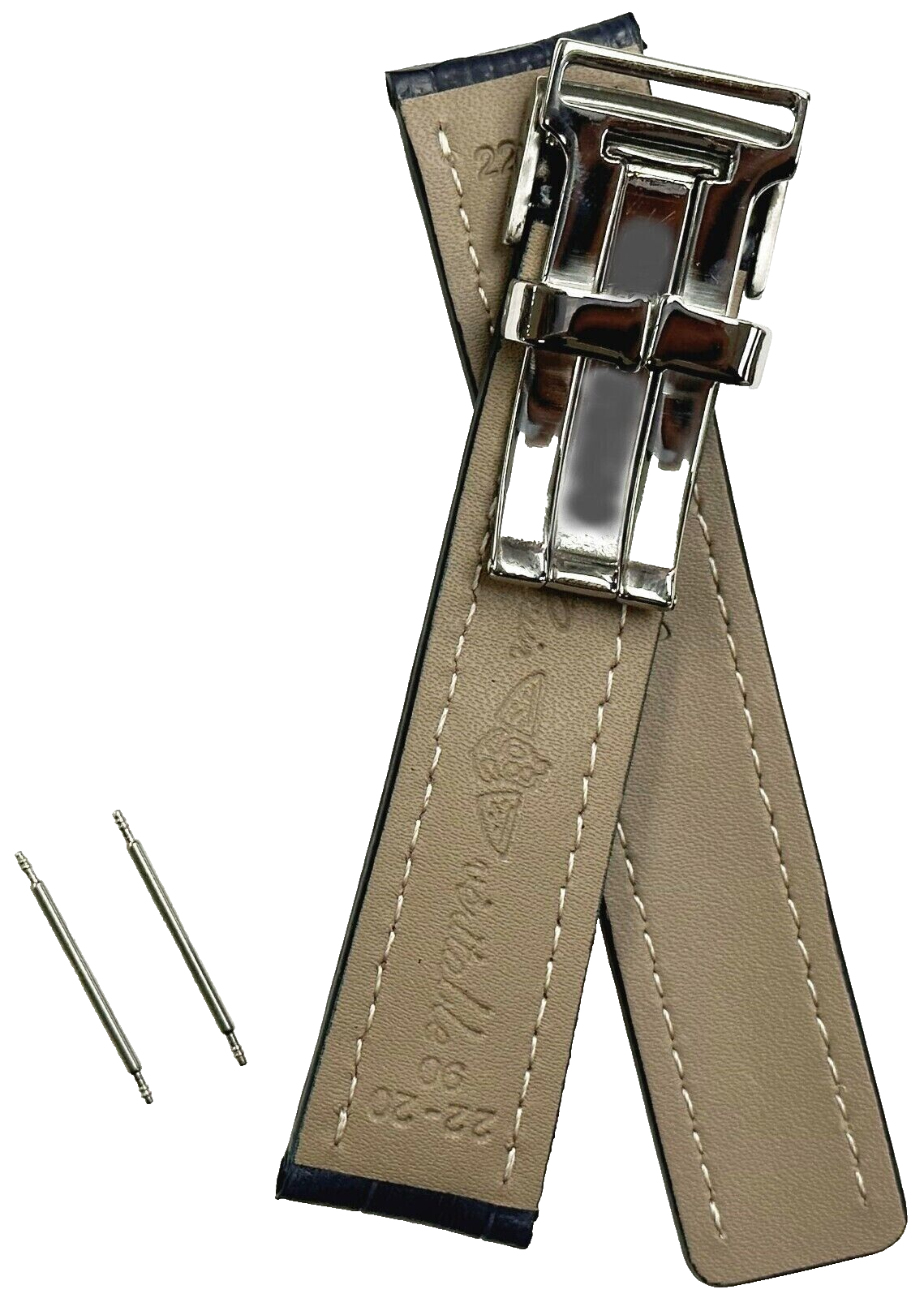 Genuine Leather Blue Watch Band With Deployment Clasp for Breitling Avenger Navitimer