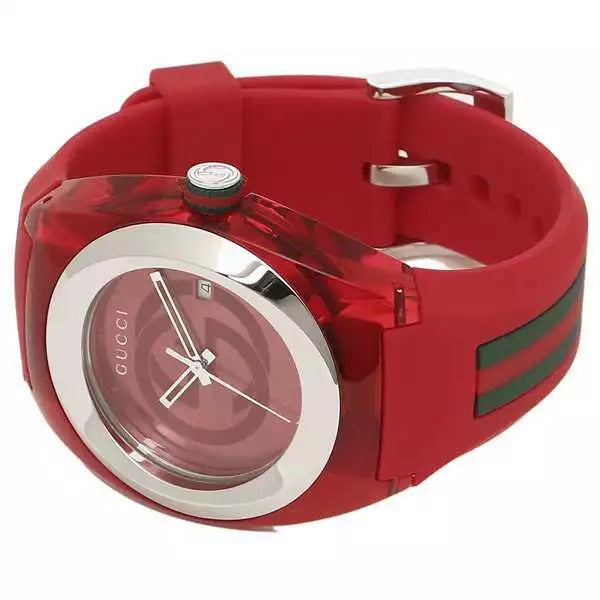 GUCCI SYNC YA137103 Men's Watch – Red Dial, Quartz Movement with Original Box & Booklet. Authentic luxury timepiece from Japan