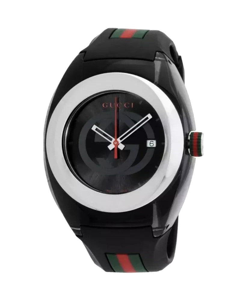 Shop GUCCI SYNC YA137101 Men’s Watch – All Black Dial and Strap, Quartz Movement. Comes with original box and booklet. Authentic & sleek. - Universal Jewelers & Watch Tools Inc.