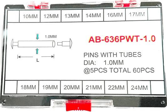 Assortment of Pins With Tubes For Watch Bracelet, Dia/Thickness 1.0mm,AB - 636PWT - Universal Jewelers & Watch Tools Inc.
