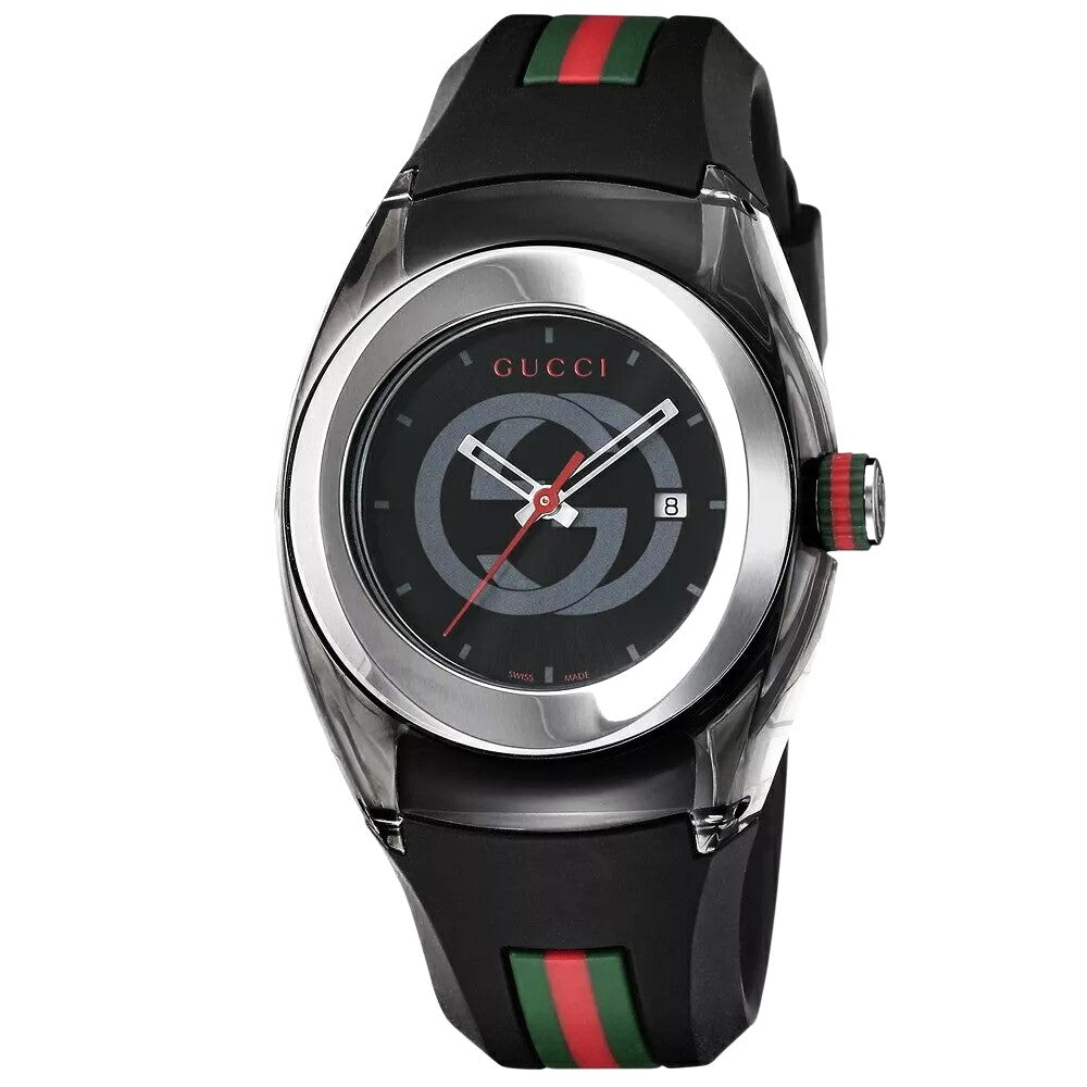 Shop GUCCI SYNC YA137101 Men’s Watch – All Black Dial and Strap, Quartz Movement. Comes with original box and booklet. Authentic & sleek. - Universal Jewelers & Watch Tools Inc.
