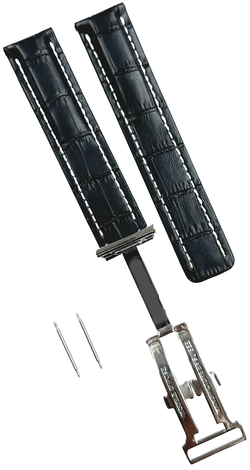 Genuine Leather Watch Band Black Color With Deployment Clasp for Breitling Avenger Navitimer - Universal Jewelers & Watch Tools Inc.