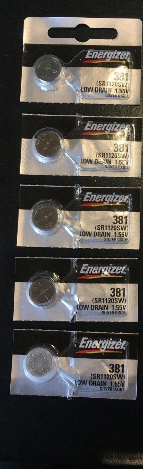 Energizer 381 SR1120SW Silver Oxide Batteries 1.55V New Sealed (5 Pcs.)