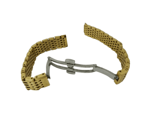 Stainless Steel Gold - Plated Watch Strap – 18mm Replacement Band Compatible with Longines Watches - Universal Jewelers & Watch Tools Inc.