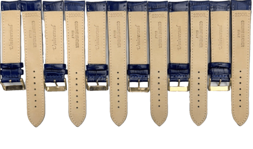 Lot of 6 Watch Band Blue Genuine Leather Alligator Grain Padded Stitched 22mmXXL - Universal Jewelers & Watch Tools Inc.