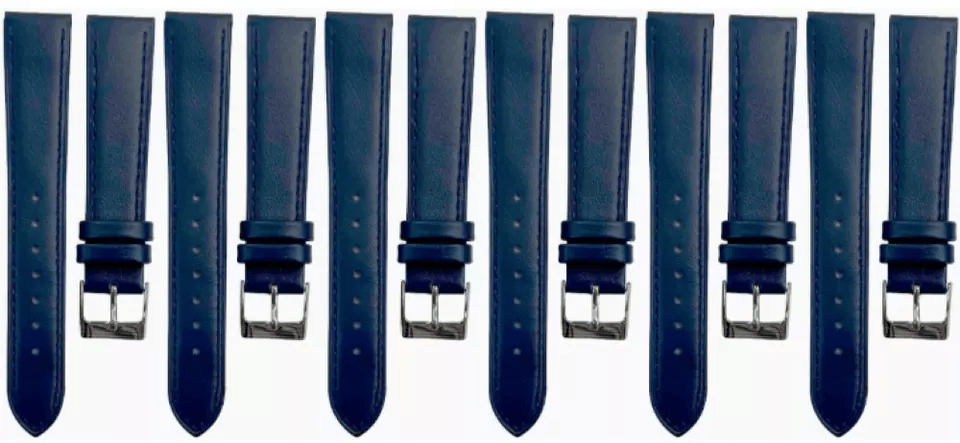 Set of 6PCS Multi - Color Watch Band Size (18✖16)mm Stitched Plain Leather Strap - Universal Jewelers & Watch Tools Inc.