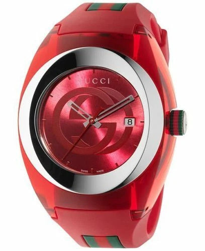 GUCCI SYNC YA137103 Men's Watch – Red Dial, Quartz Movement with Original Box & Booklet. Authentic luxury timepiece from Japan