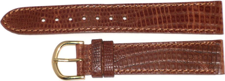 Lot of 6Pcs.Watch Bands Genuine Leather Lizard Grain Brown Flat 18mm - Universal Jewelers & Watch Tools Inc.