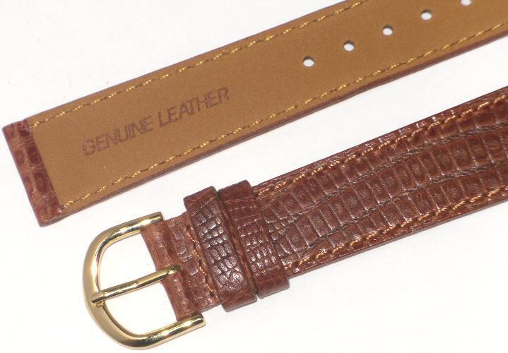 Lot of 6Pcs.Watch Bands Genuine Leather Lizard Grain Brown Flat 18mm - Universal Jewelers & Watch Tools Inc.