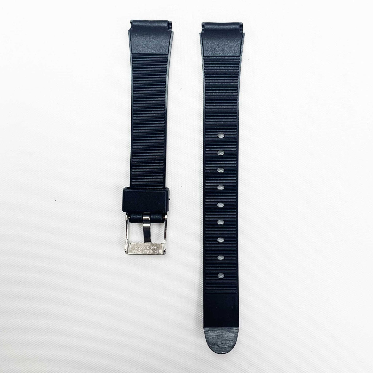 14mm pvc plastic watch band black textured sports for casio timex seiko citizen iron man watches