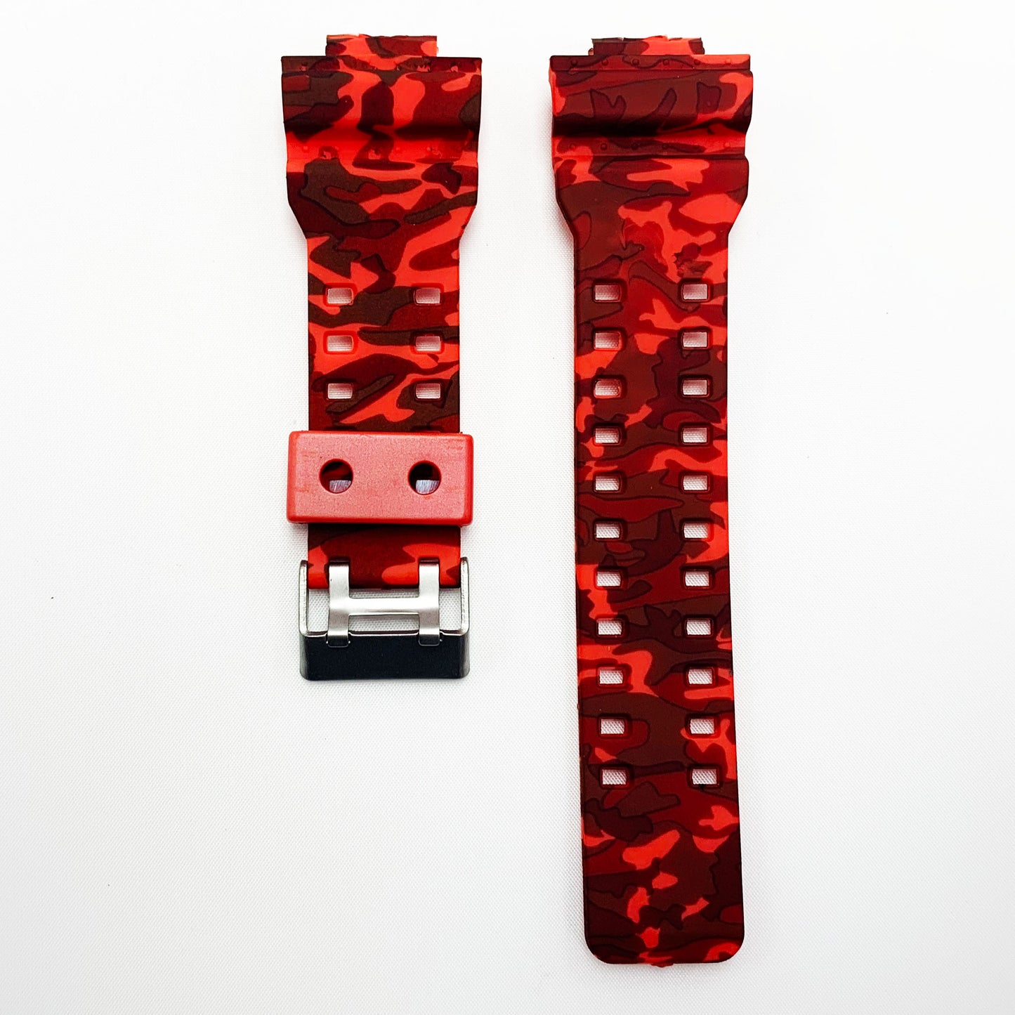 16 MM Silicone Army Style Watch Band Red Color Quick Release Regular Size G Shock Casio Watch Strap - Universal Jewelers & Watch Tools Inc.