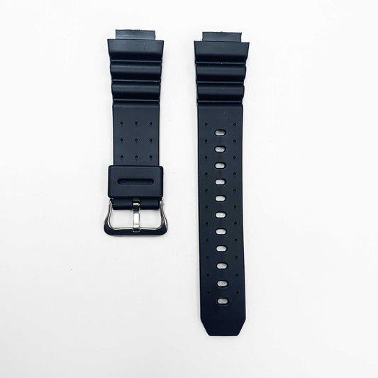 16MM PVC Plastic Watch Band Black Dotted Special Fitting for Casio Timex Seiko Citizen Iron Man Watches - Universal Jewelers & Watch Tools Inc.