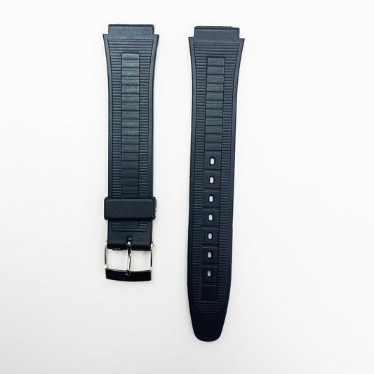 16MM PVC Plastic Watch Band Black Textured for Casio Timex Seiko Citizen Iron Man Watches - Universal Jewelers & Watch Tools Inc.