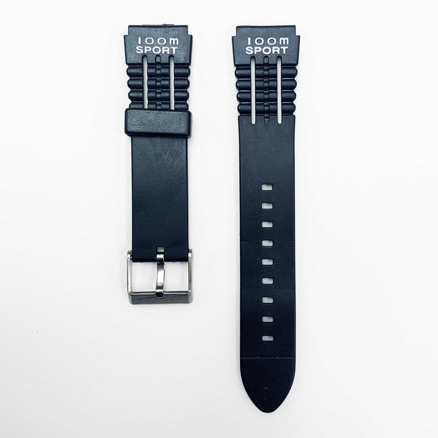 18MM PVC Plastic Watch Band Black 360 for Casio Timex Seiko Citizen Iron Man Watches - Universal Jewelers & Watch Tools Inc.