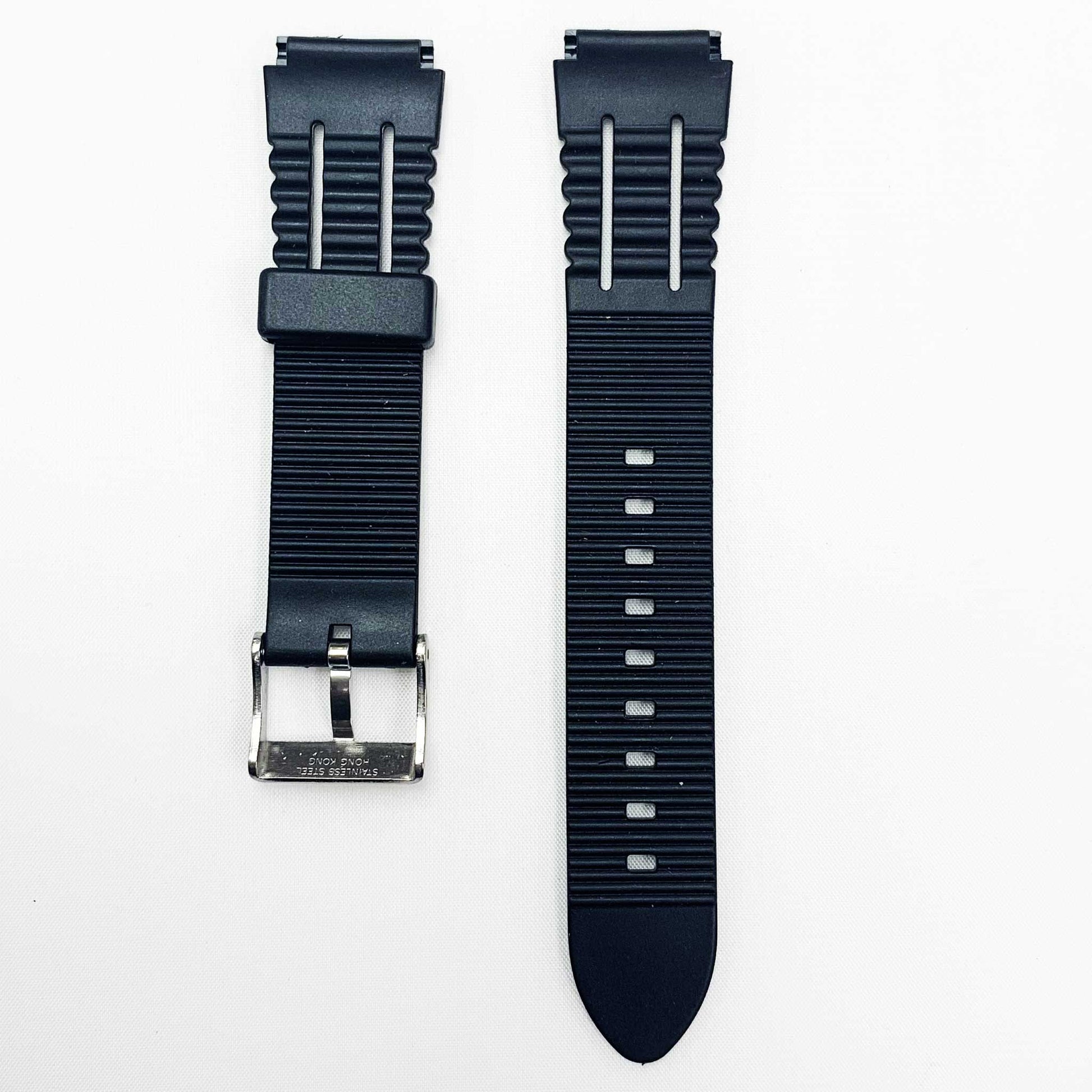 18MM PVC Plastic Watch Band Black 360 for Casio Timex Seiko Citizen Iron Man Watches - Universal Jewelers & Watch Tools Inc.