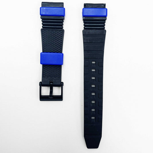 18MM PVC Plastic Watch Band Black Blue for Casio Timex Seiko Citizen Iron Man Watches - Universal Jewelers & Watch Tools Inc.