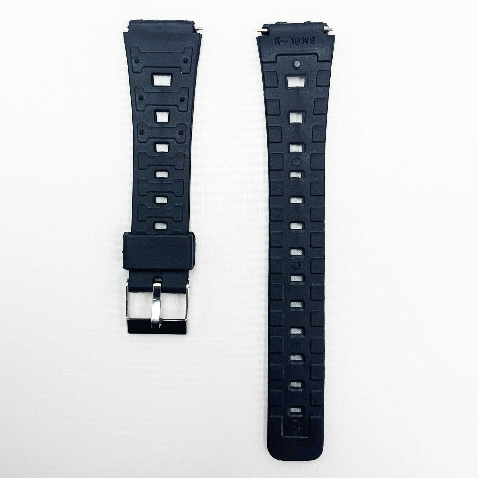 18MM PVC Plastic Watch Band Black K18 MS for Casio Timex Seiko Citizen Iron Man Watches - Universal Jewelers & Watch Tools Inc.