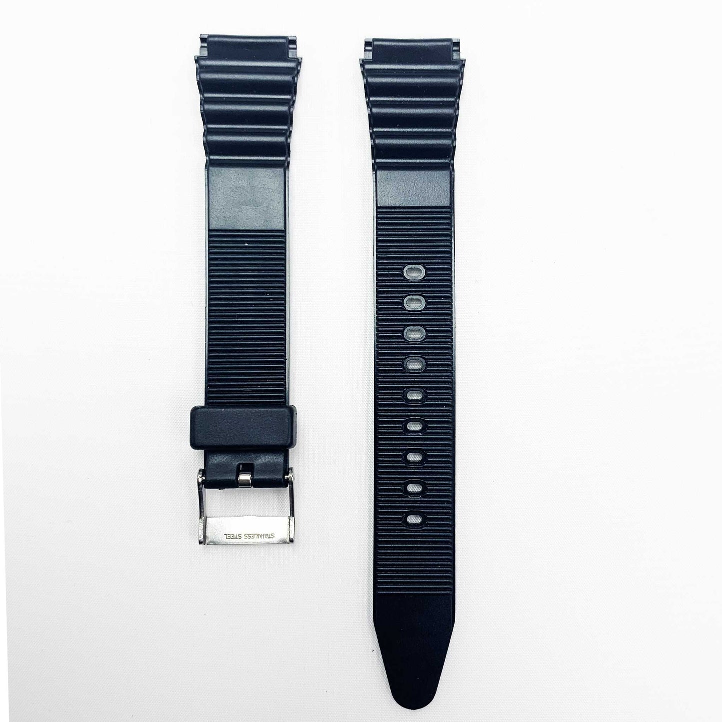 18MM PVC Plastic Watch Band Black Kreisler00 Casio Timex Seiko Citizen Iron Man Watches - Universal Jewelers & Watch Tools Inc.