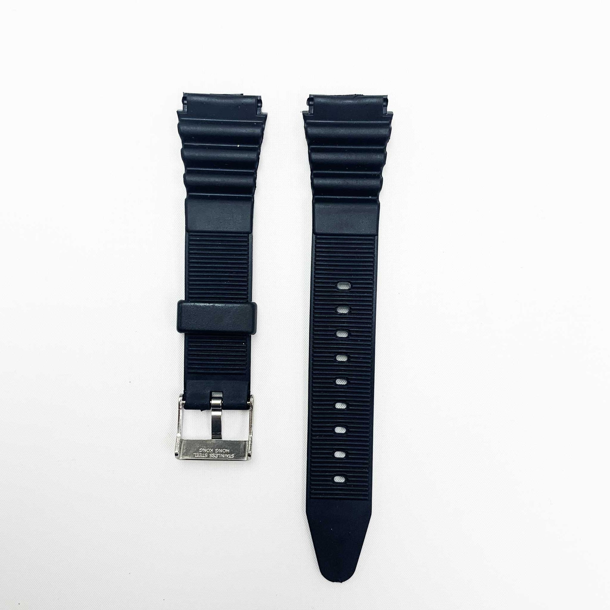 18MM PVC Plastic Watch Band Black Kreisler Sports for Casio Timex Seiko Citizen Iron Man Watches - Universal Jewelers & Watch Tools Inc.