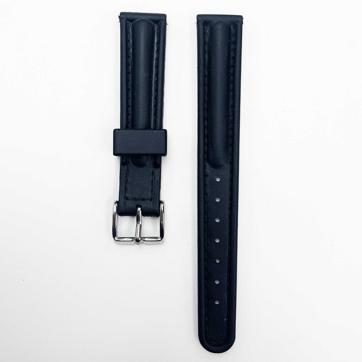18MM PVC Plastic Watch Band Black Padded for Casio Timex Seiko Citizen Iron Man Watches - Universal Jewelers & Watch Tools Inc.