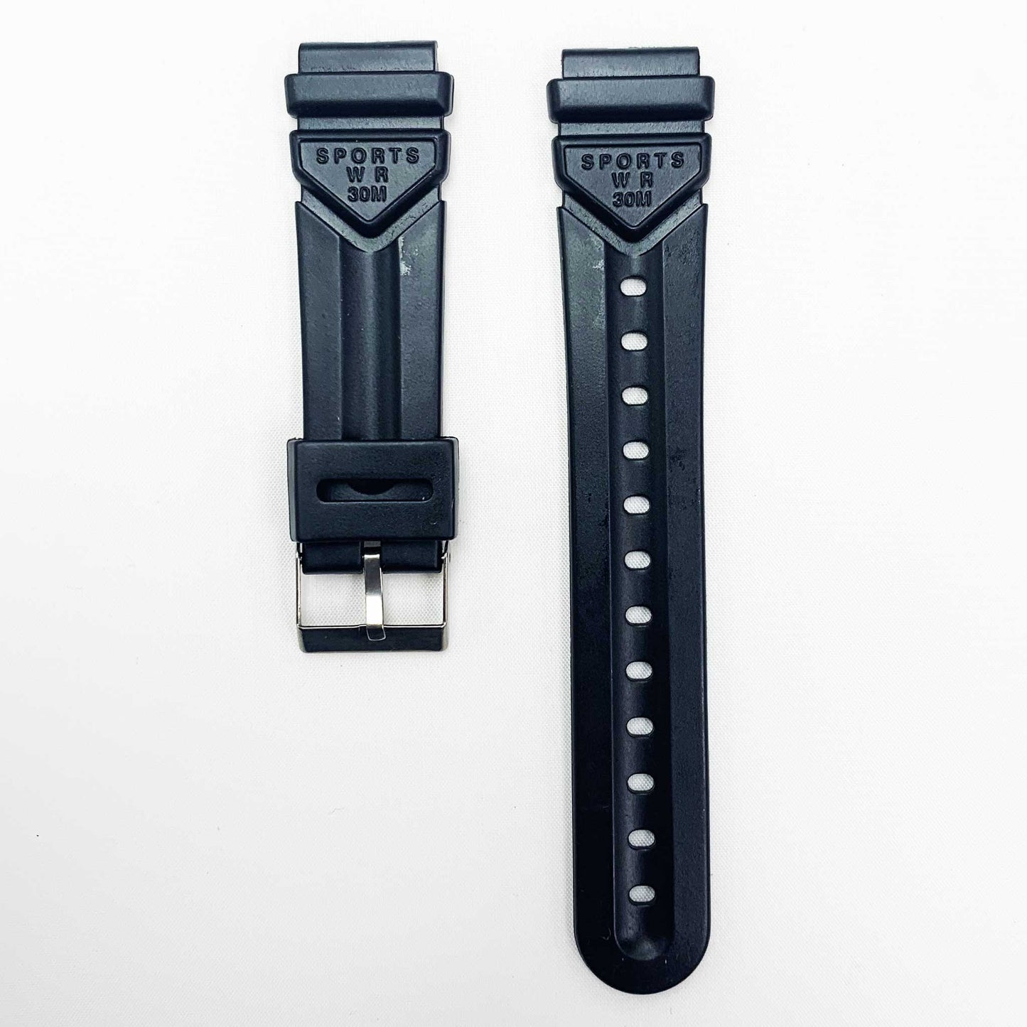 18MM PVC Plastic Watch Band Black Sport WR for Casio Timex Seiko Citizen Iron Man Watches - Universal Jewelers & Watch Tools Inc.